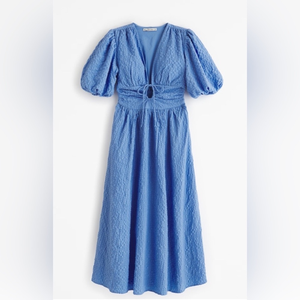 Abercrombie Tie-Front Textured Maxi Dress, French Blue, S